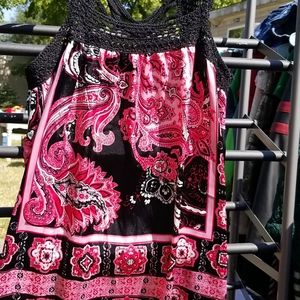 A. BYER silk camisole with crochet straps